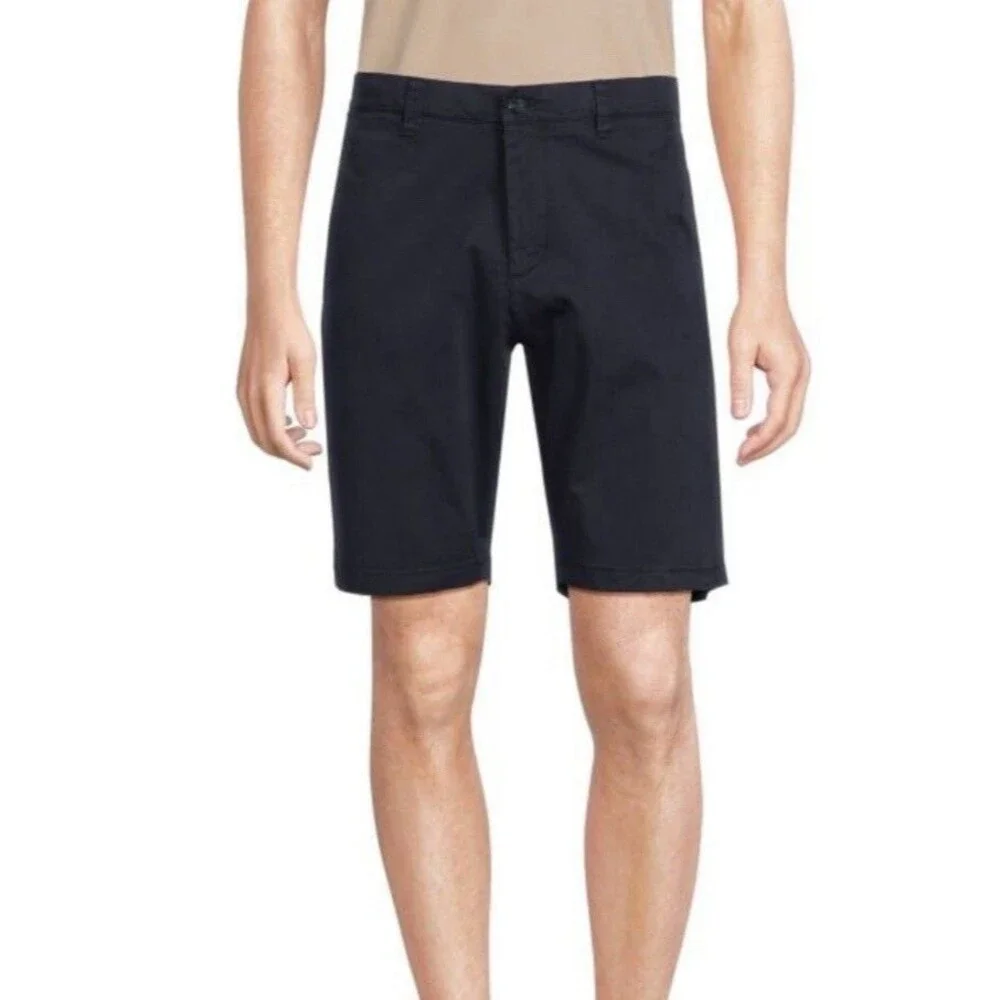 NNO7 NO NATIONALITY Mens Regular Fit Mid Rise Casual Shorts Navy Sz 36 New